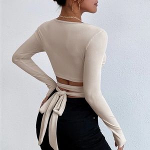 Shein Long sleeve tie back shirt